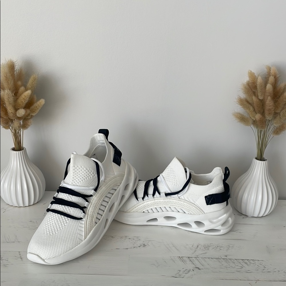 Aldo Stylish White Sneakers with Black Accents